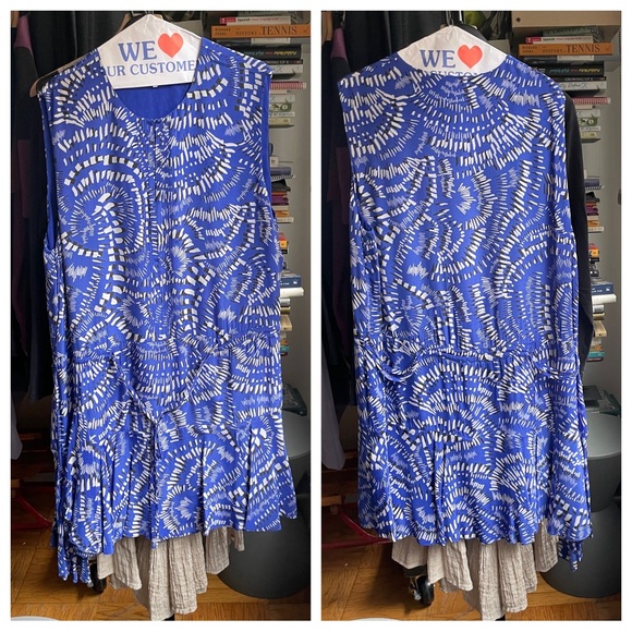 REISS Elsie Geo Print Dress - Blue, EUC, Freshly dry cleaned too! US14 EU46 UK18 - Picture 10 of 14